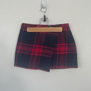 Wrap-style Plaid Mini Skirt